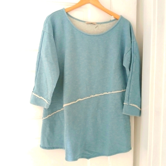 Soft Surroundings Sweatshirt Top Asymmetric Tunic French Terry Pale Blue - Picture 5 of 6